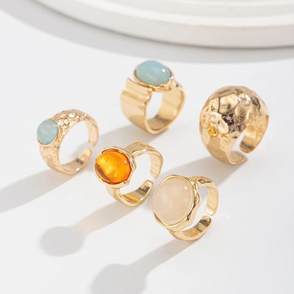 Stylish Stackable Chunky Gold Ring Set For Women … - image 6